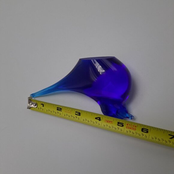 Hand Blown Blue Glass Bird Sculpture Decorative Art Piece Collectible Home Decor - Picture 11 of 12